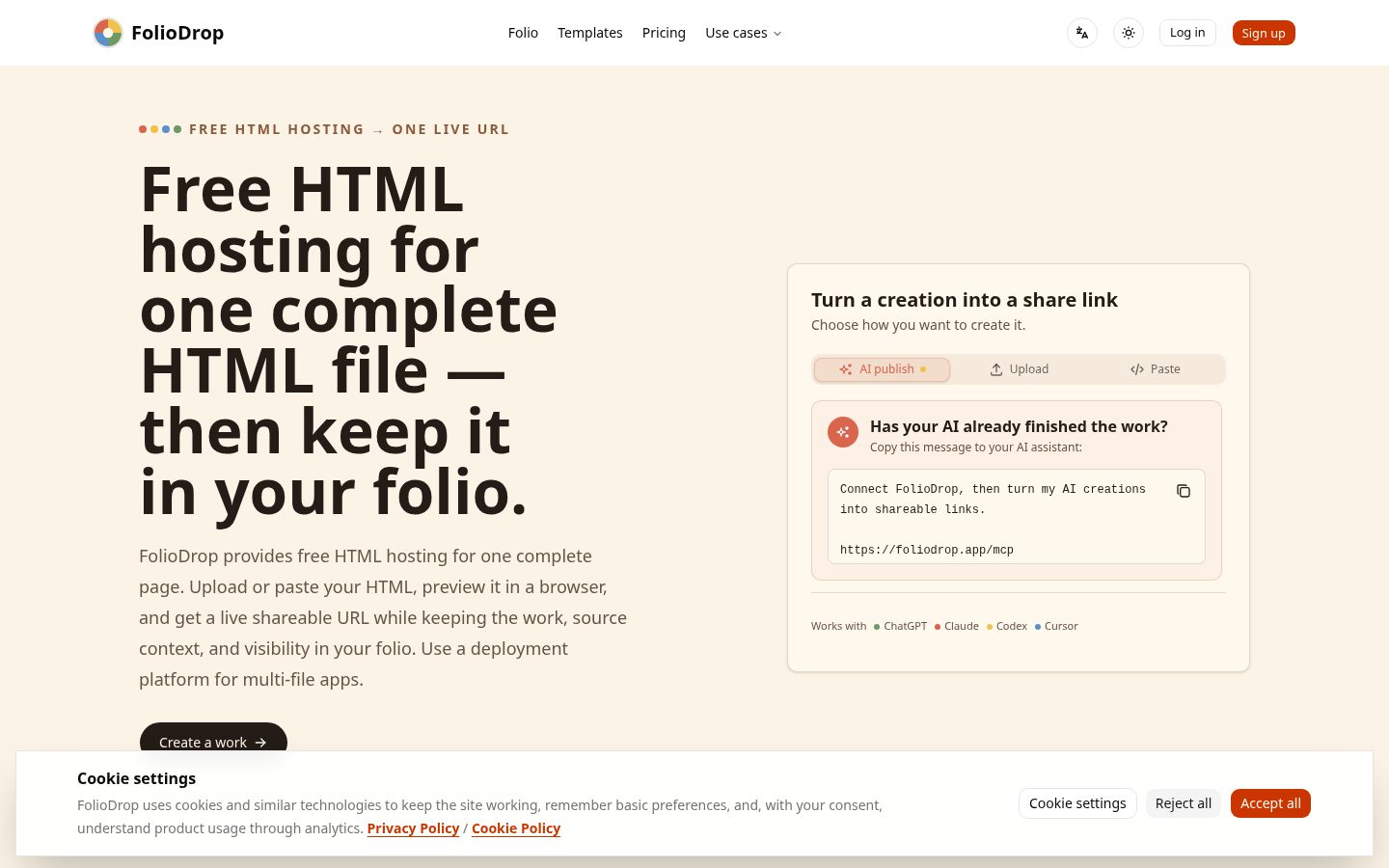 FolioDrop Homepage