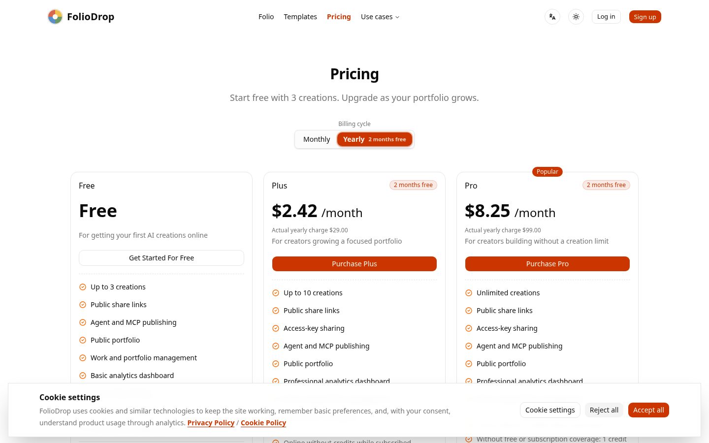 FolioDrop Pricing