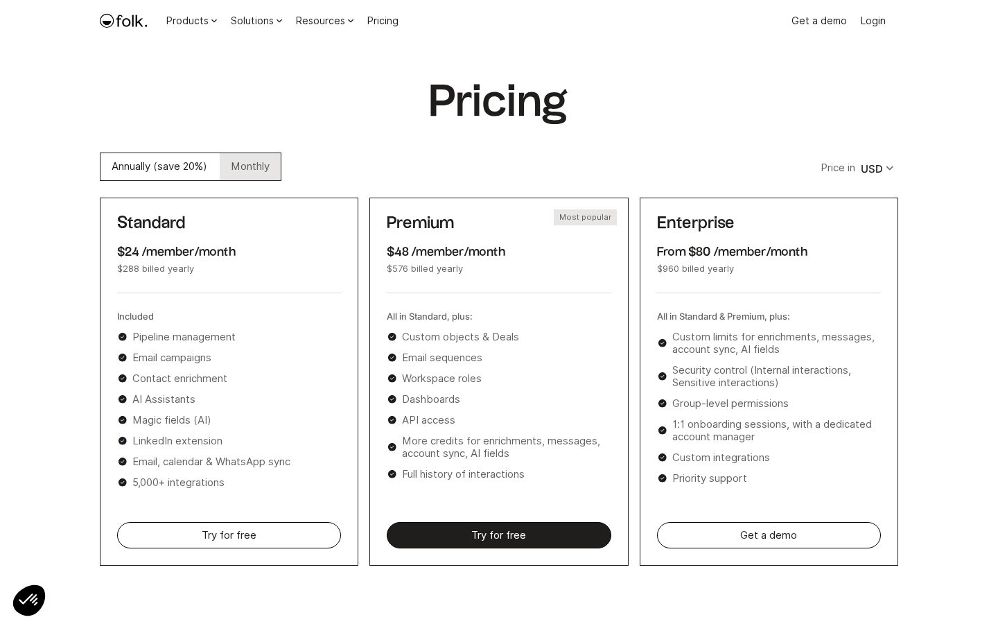 folk Assistants Pricing