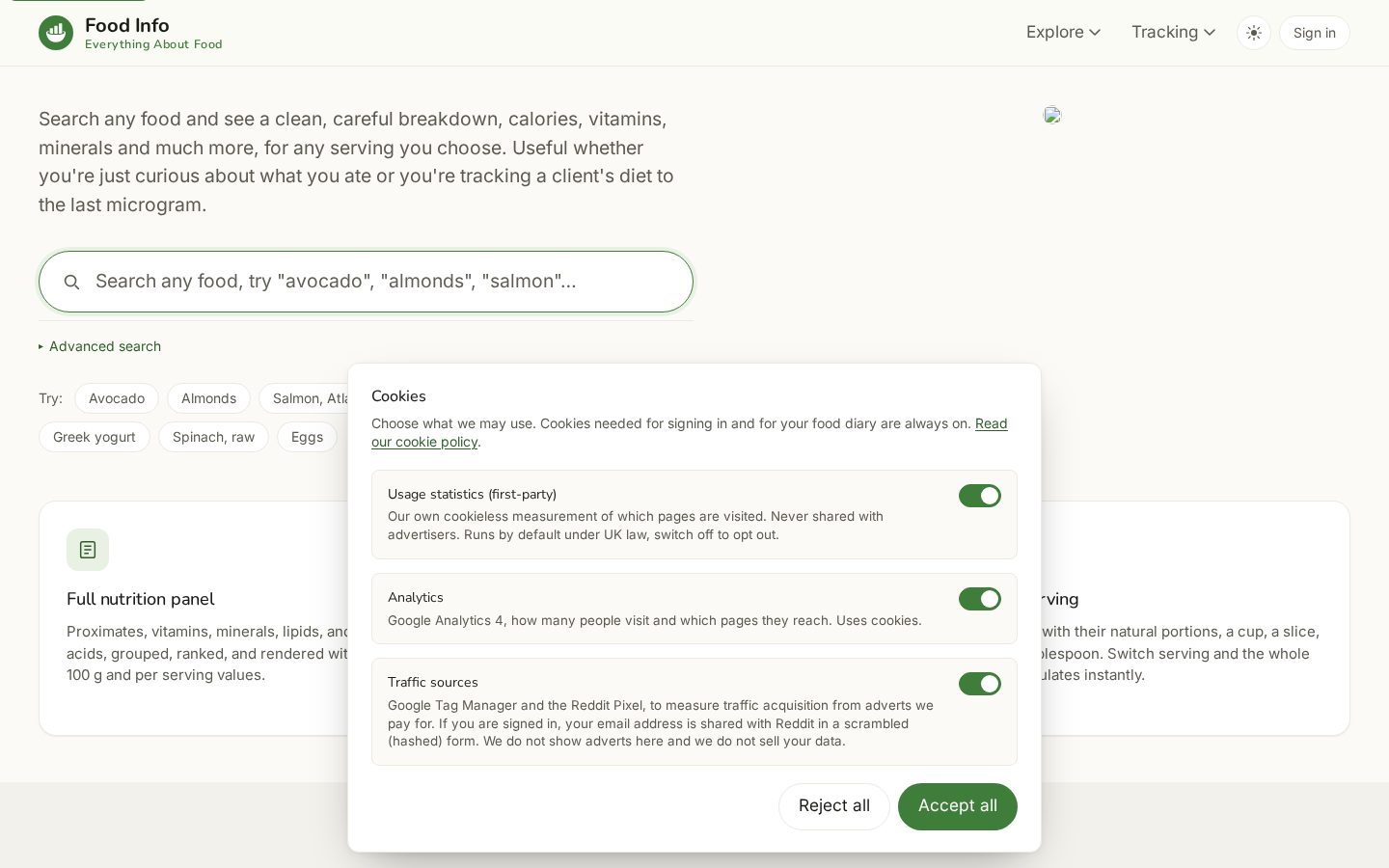 Food Info Homepage