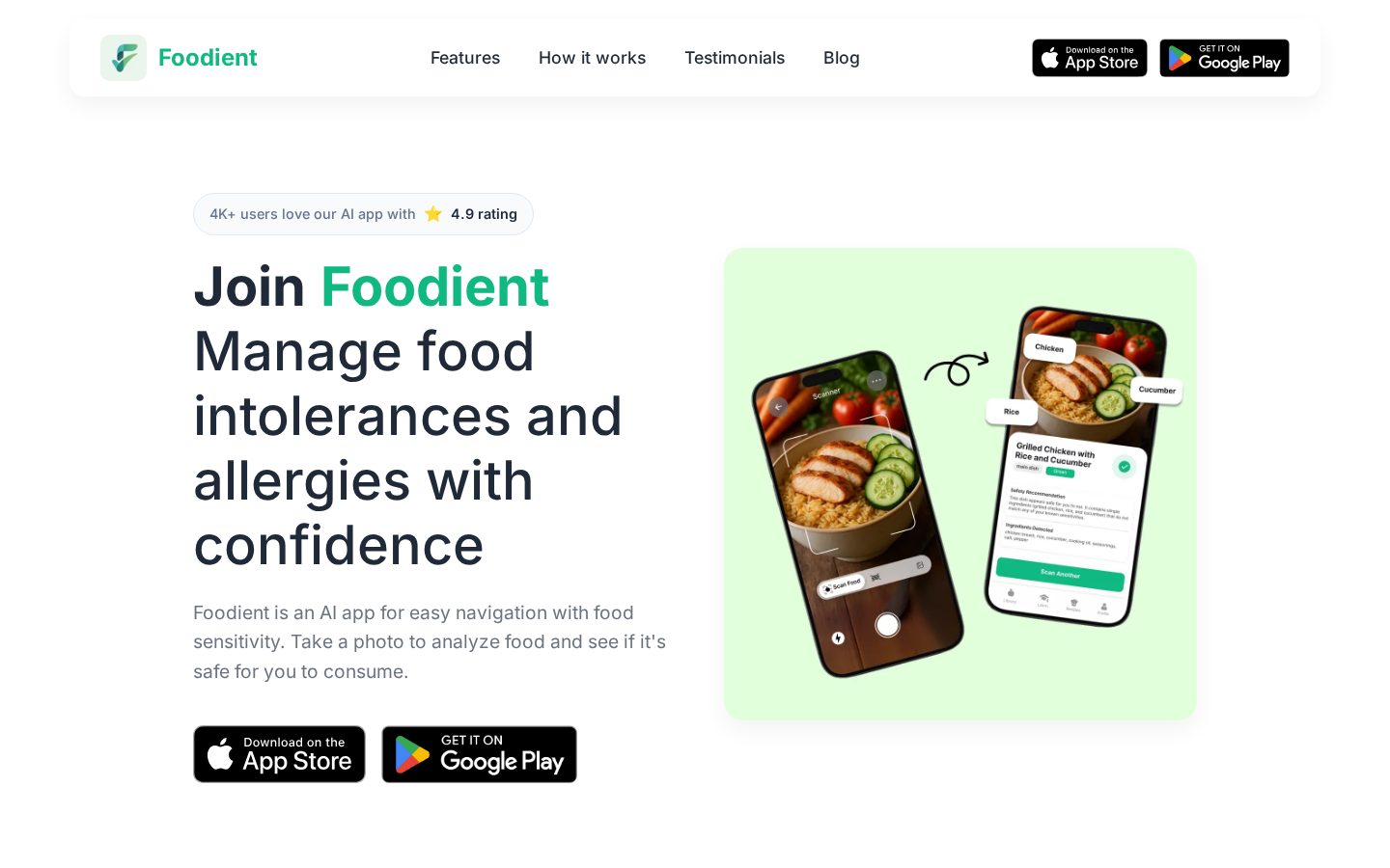 Foodient Homepage