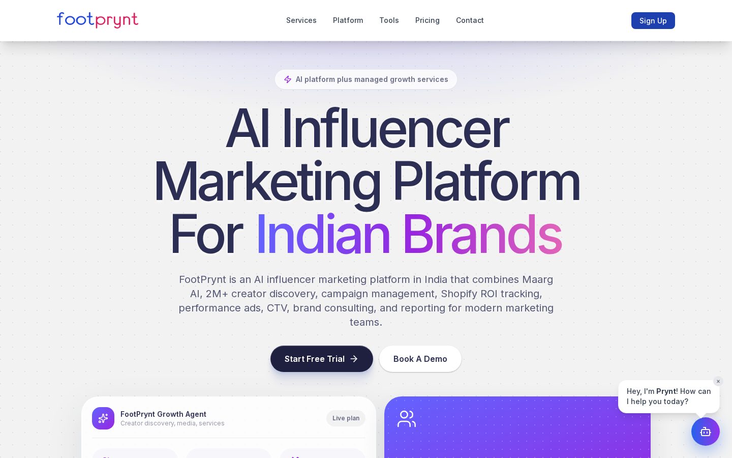 footprynt.ai Homepage