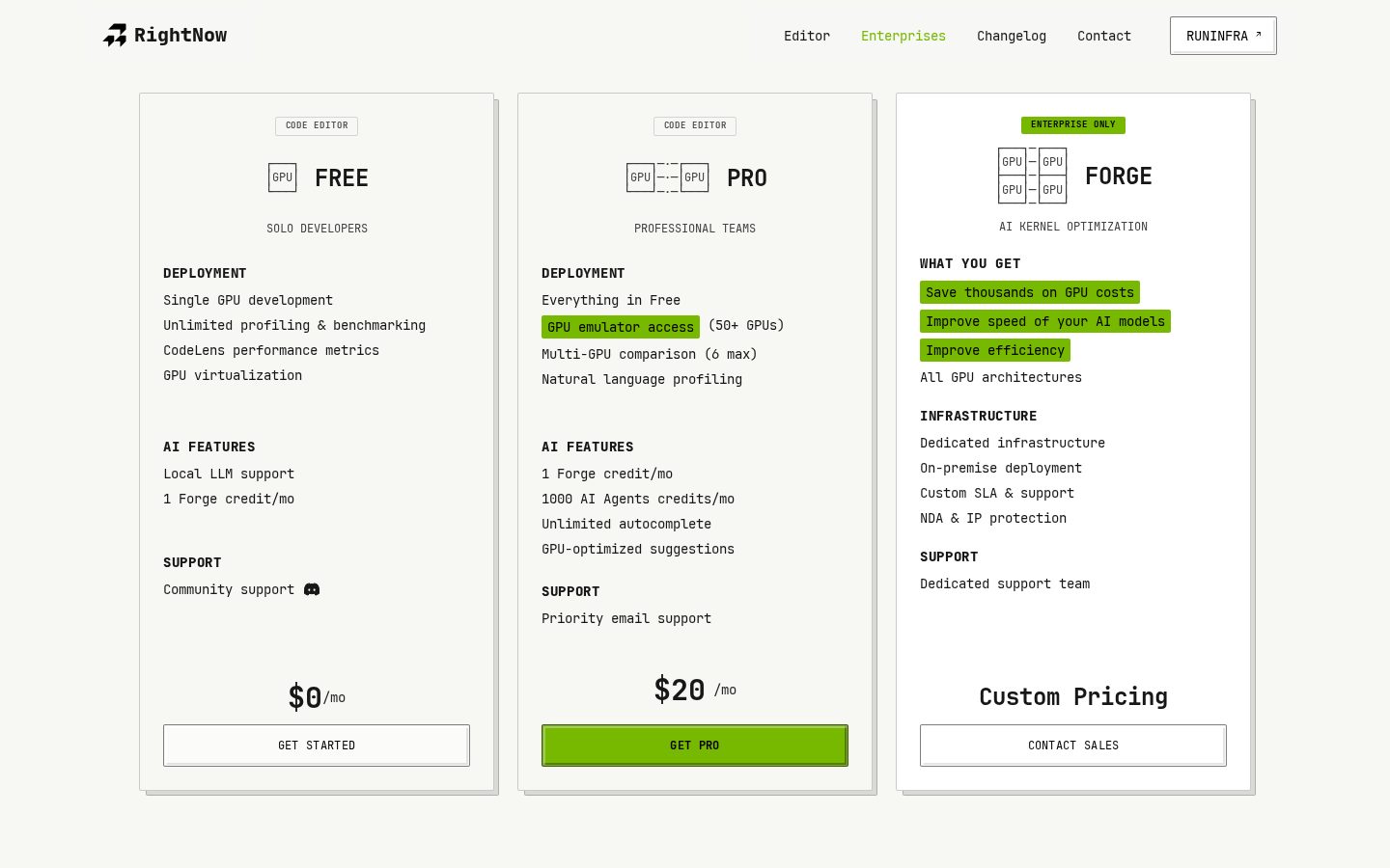 Forge Agent Pricing