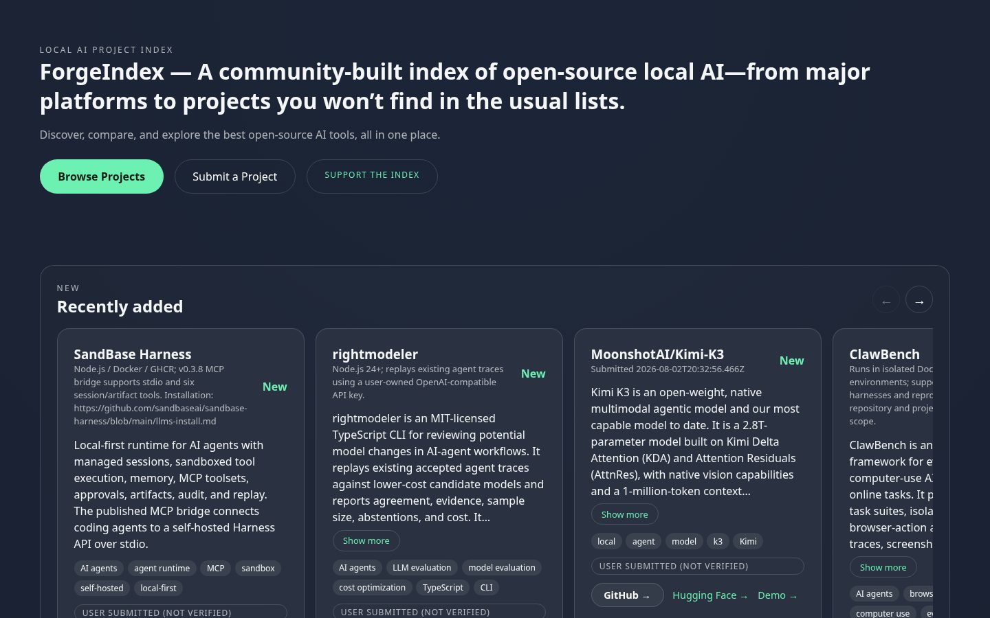 ForgeIndex Homepage