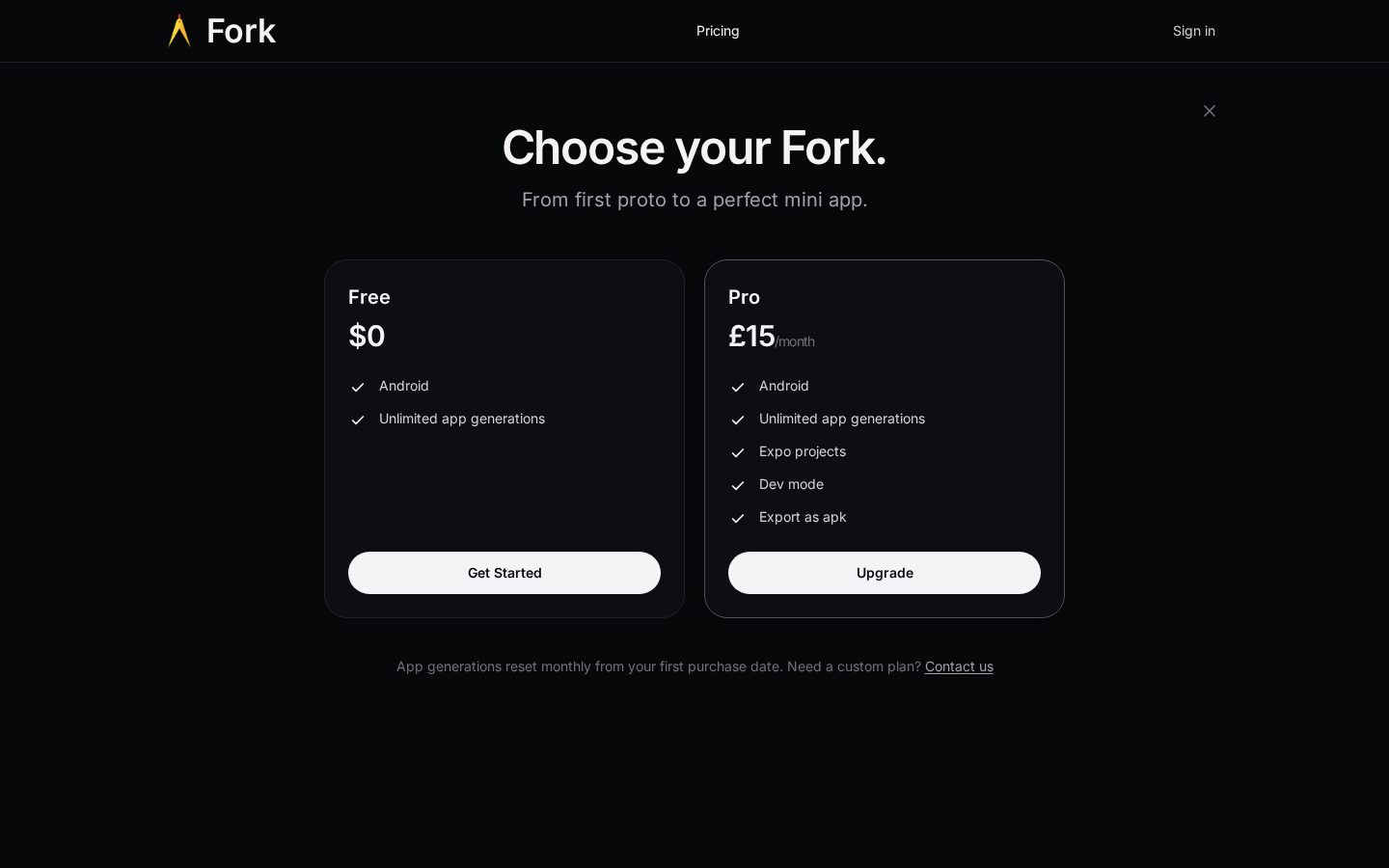 Fork Pricing