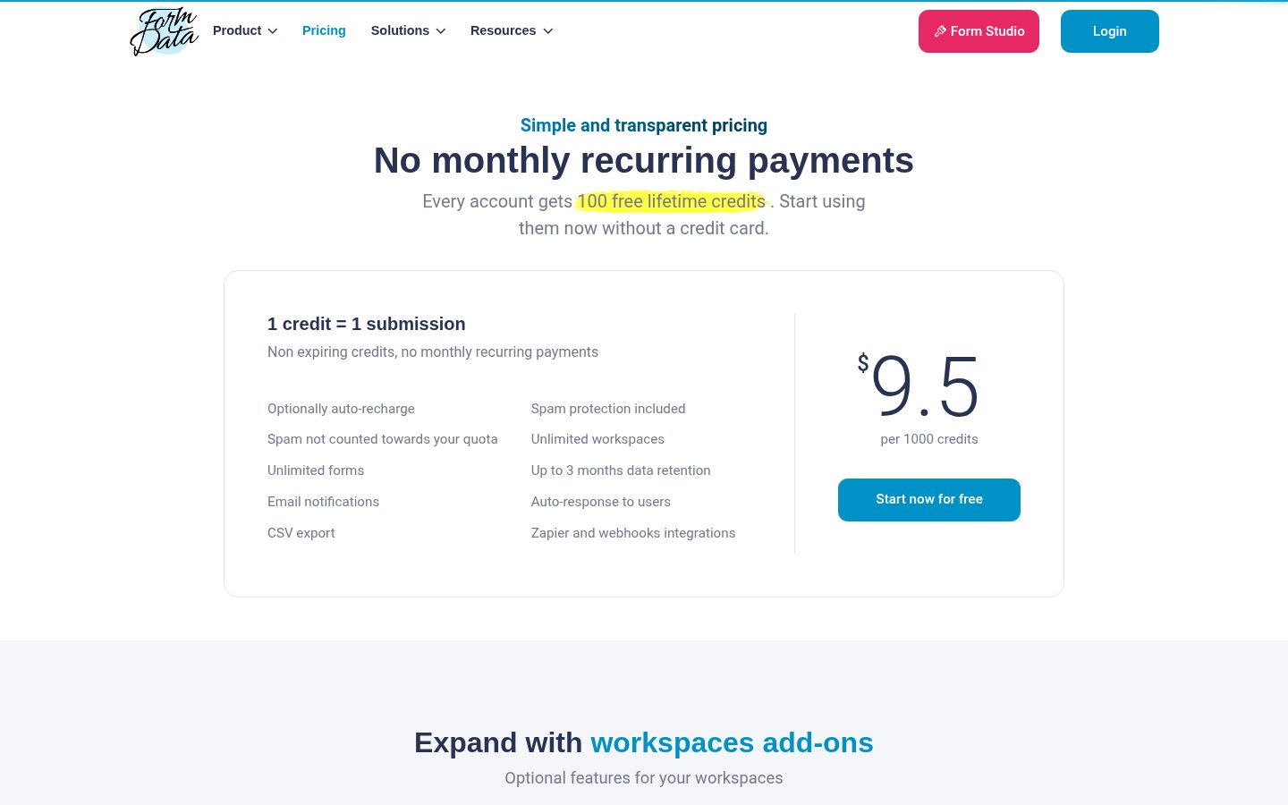 Form Data Pricing