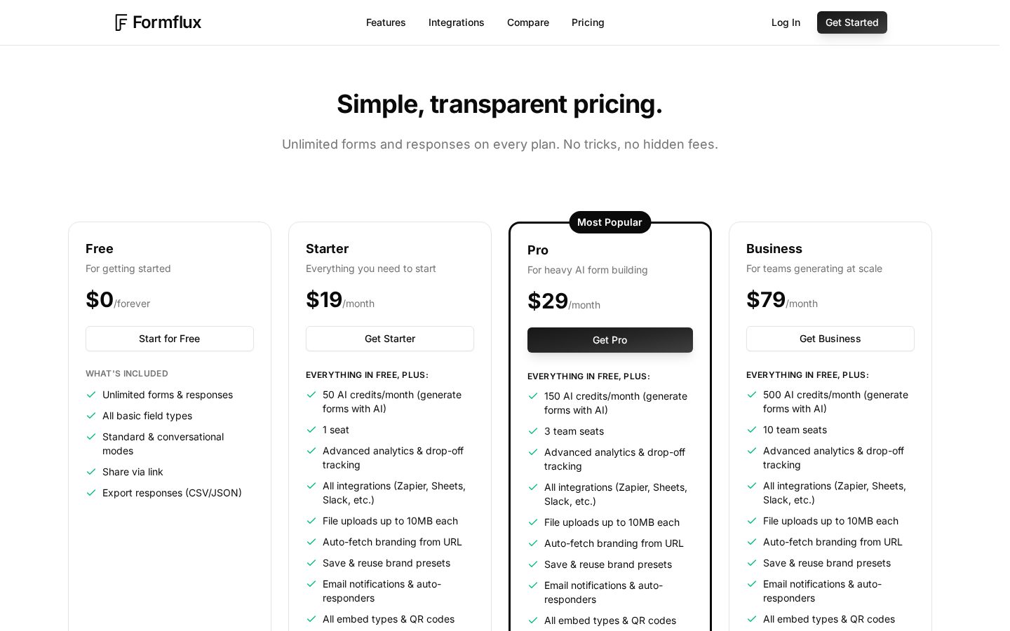 Formflux Pricing