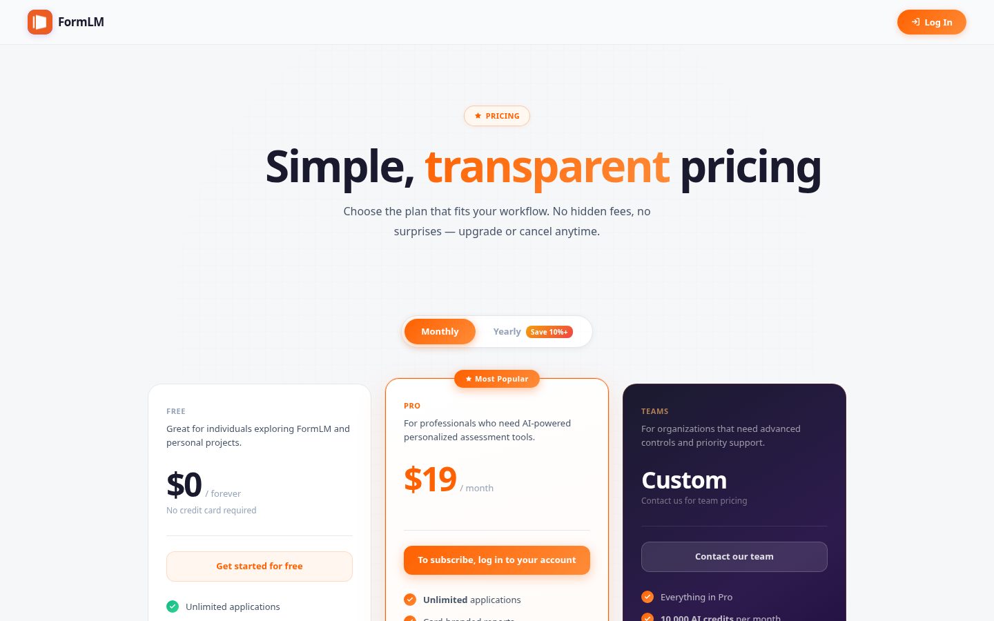 FormLM Pricing