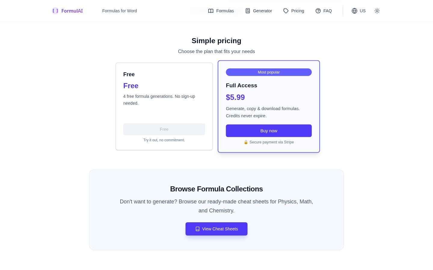 FormulAI Pricing