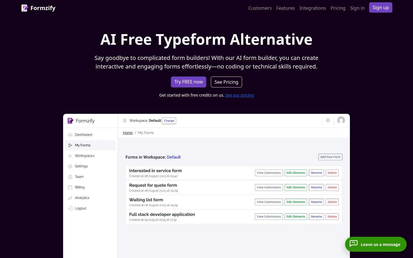 formzify Homepage