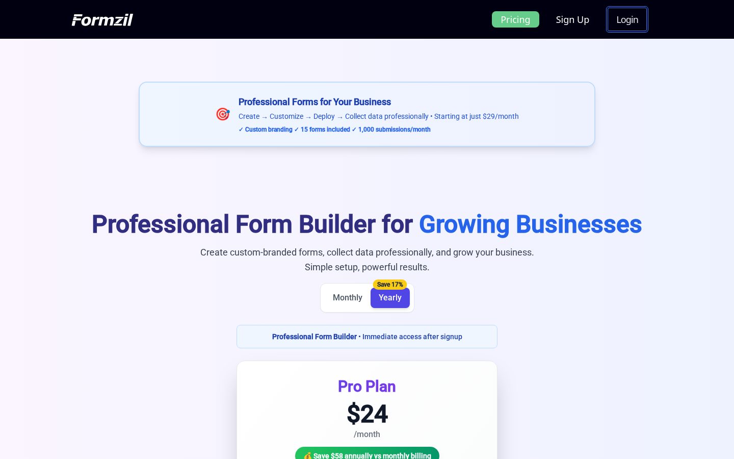 Formzil Pricing