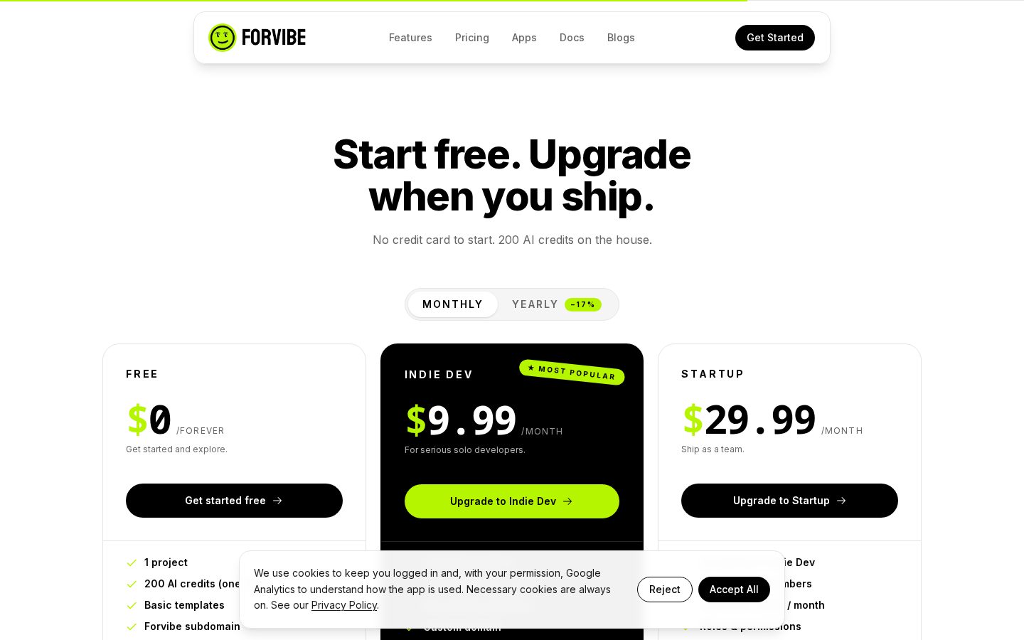 Forvibe Pricing