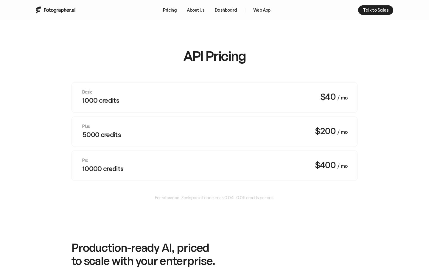 Fotographer.ai Pricing