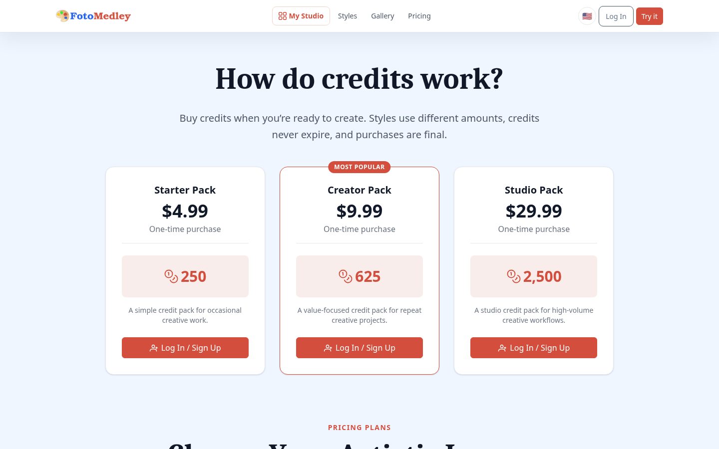 FotoMedley Pricing