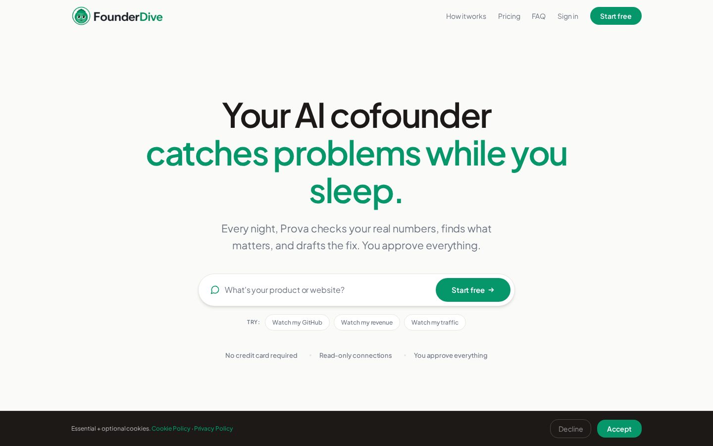 FounderDive Homepage