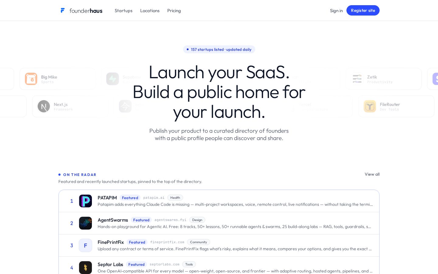 Founderhaus.app Homepage