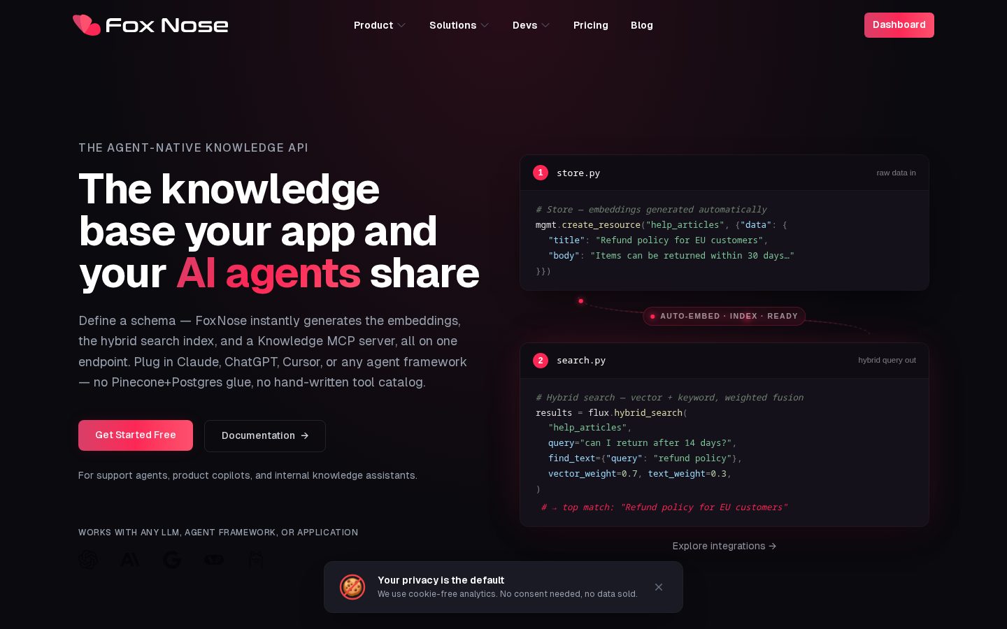 FoxNose Homepage