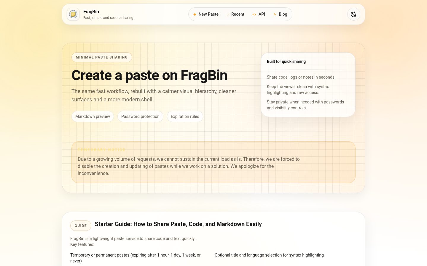 FragBin Homepage