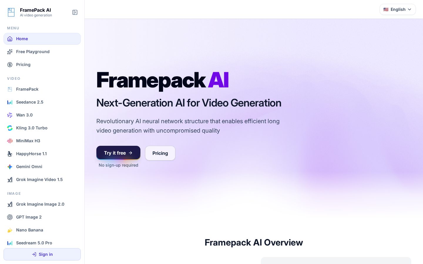 FramePack AI Homepage