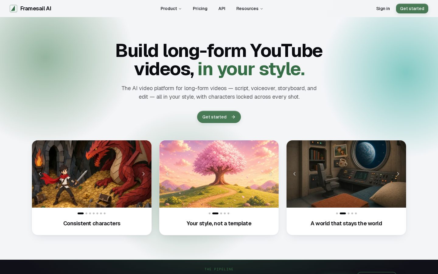 Framesail AI Homepage