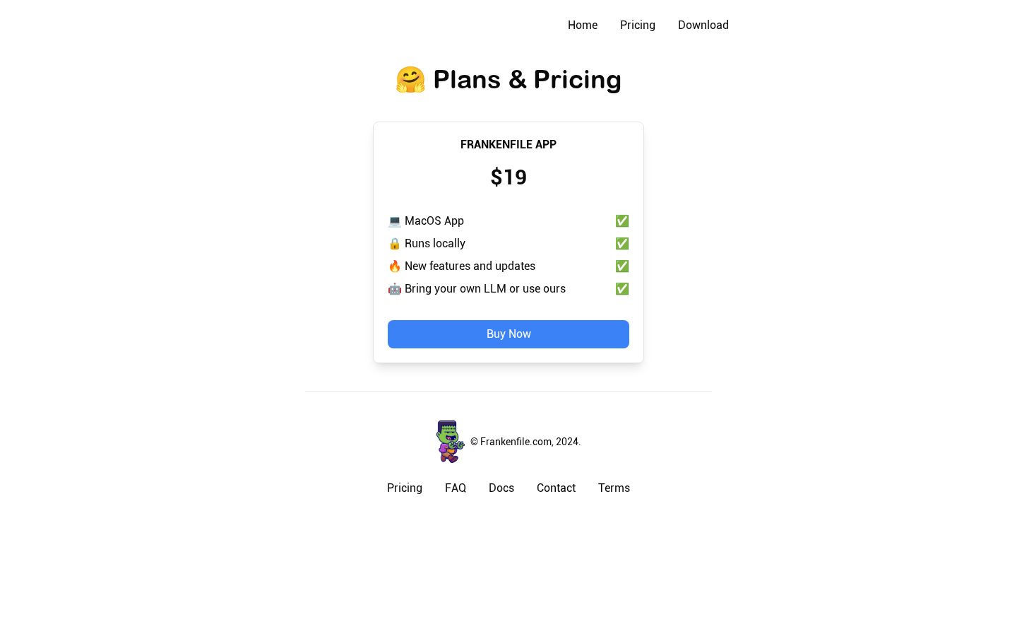 Frankenfile Pricing