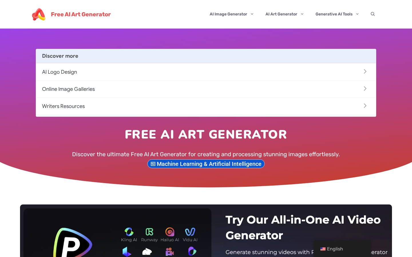 Free AI Art Generator Homepage
