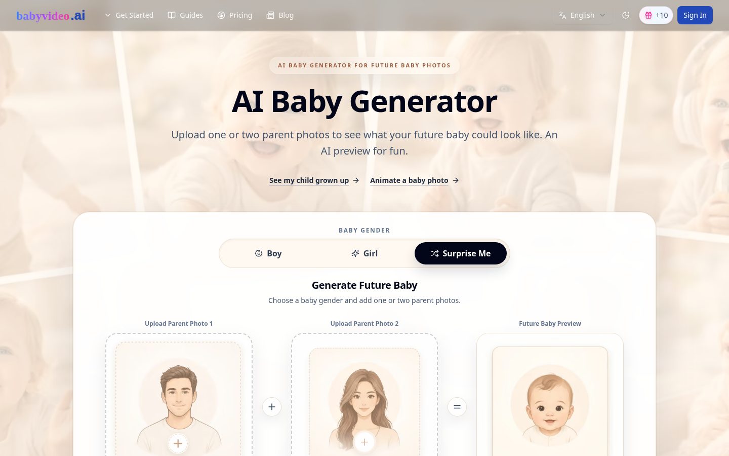 Free AI Baby Video Generator Homepage