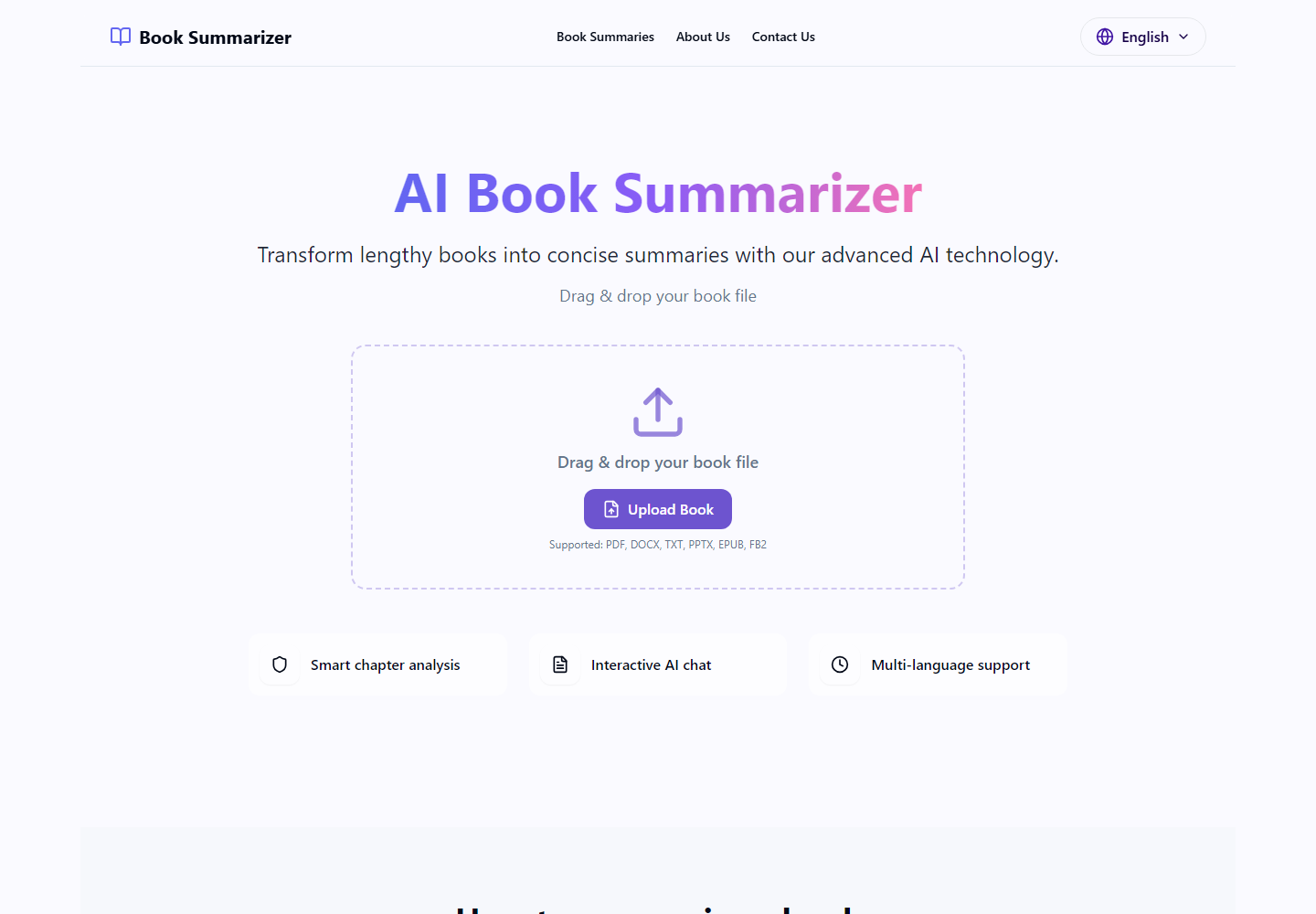 Free AI Book Summarizer homepage