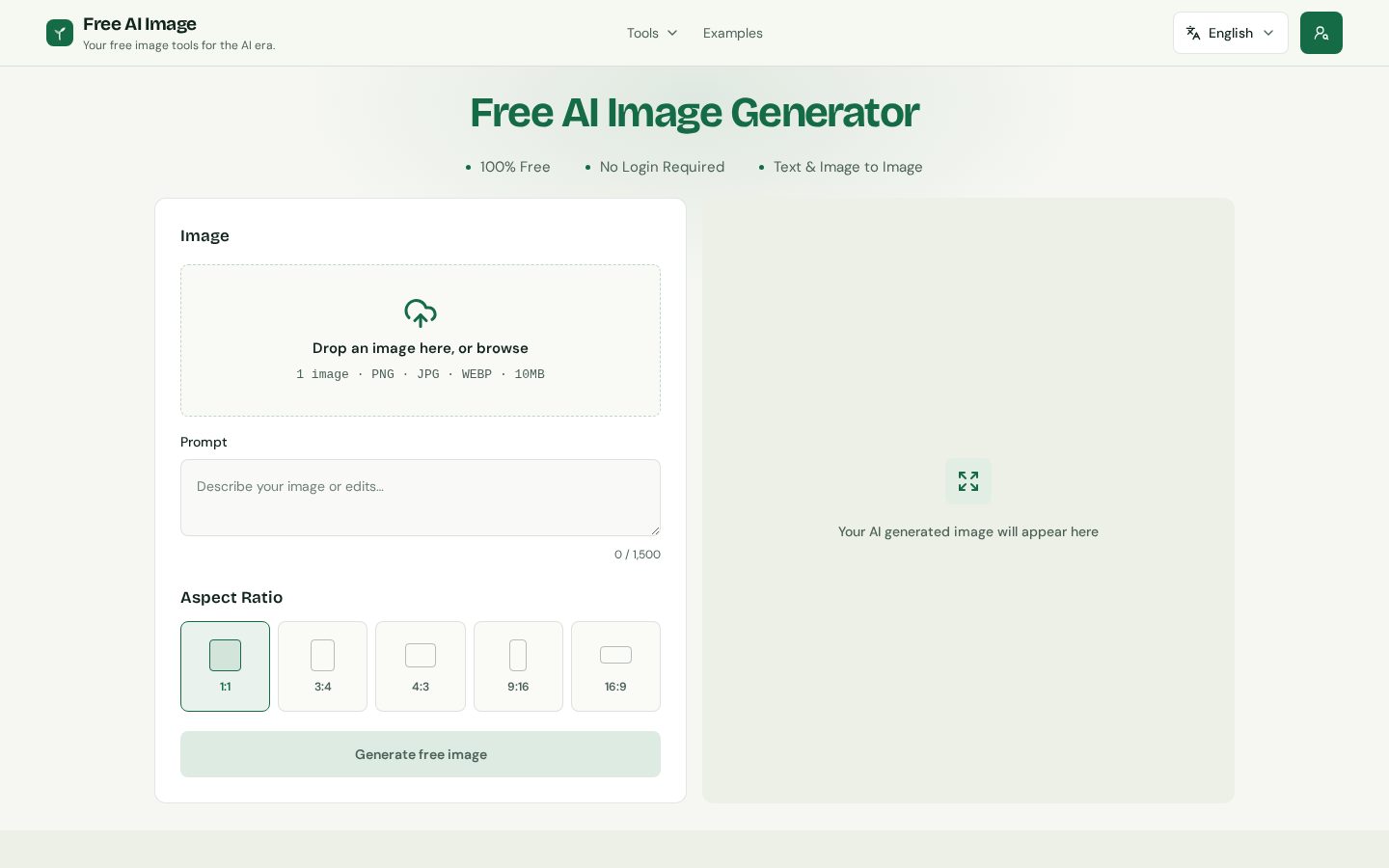 Free AI Image Homepage