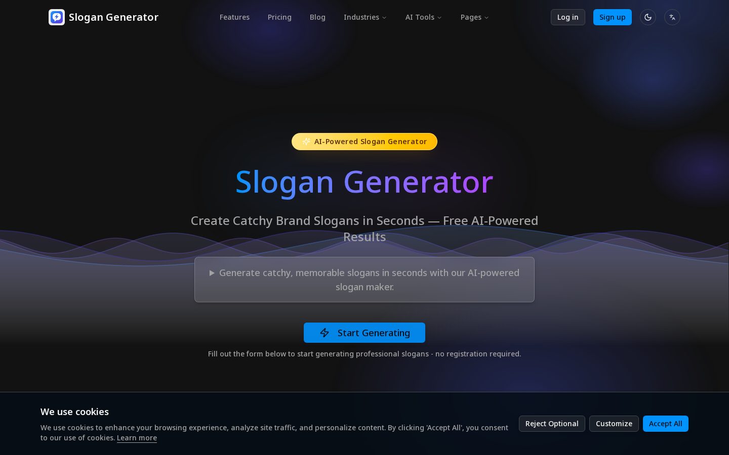 Free AI Slogan Generator Homepage