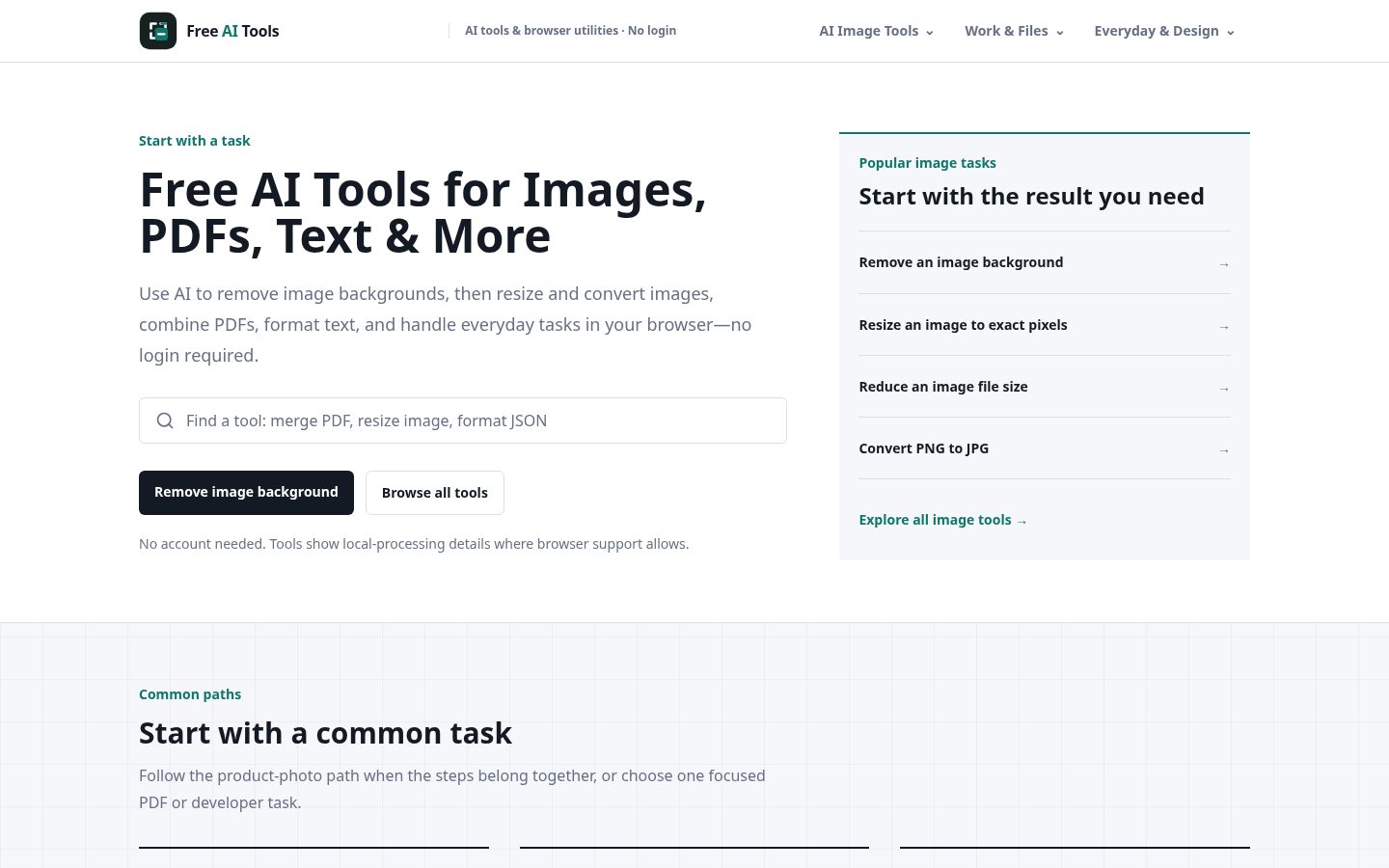 Free AI Tools Homepage