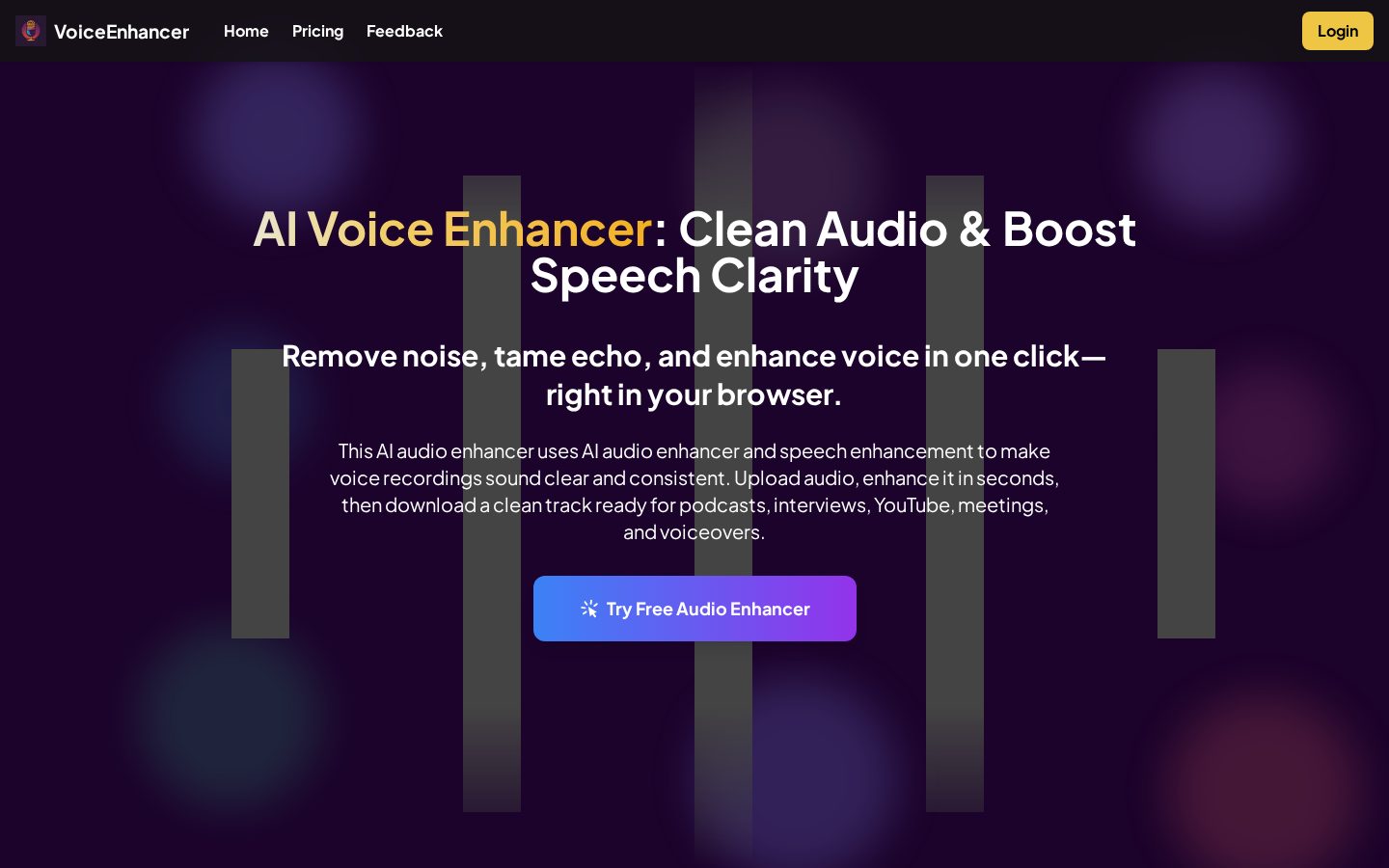 Free AI Voice Enhancer Online Homepage