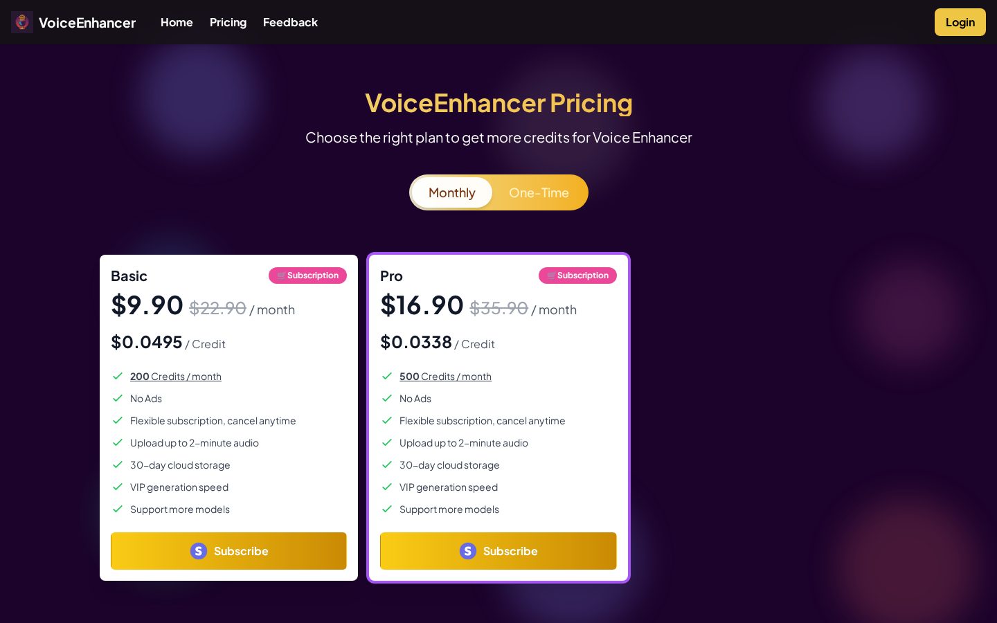 Free AI Voice Enhancer Online Pricing