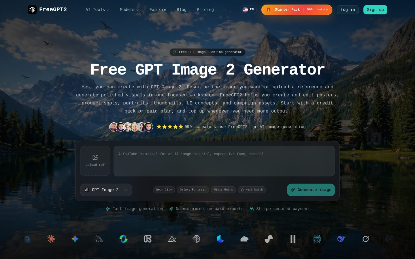 Free GPT Image 2 Homepage