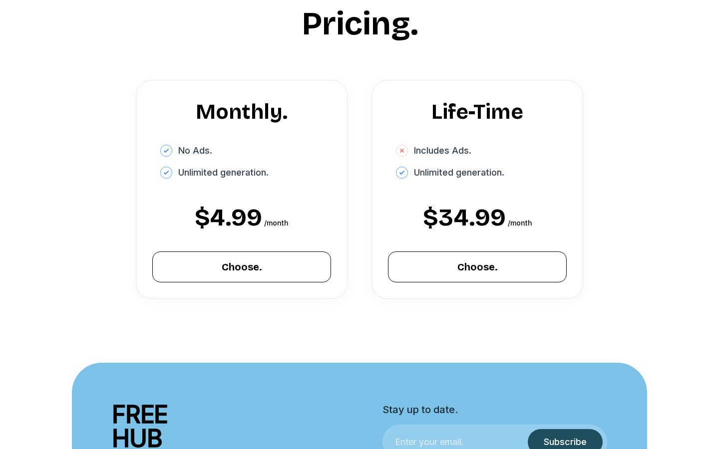 FREE-HUB Pricing
