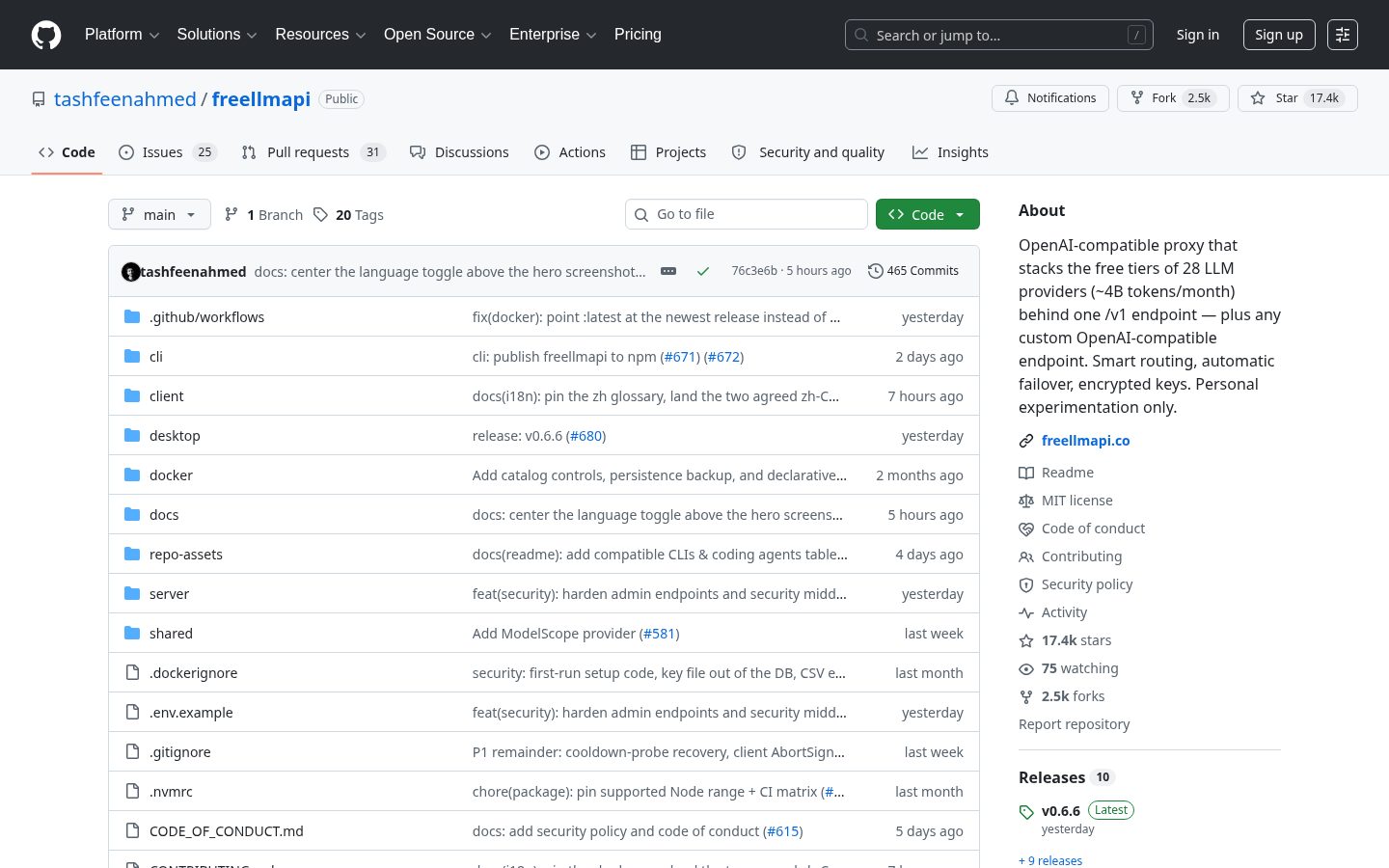 Free LLM API Homepage