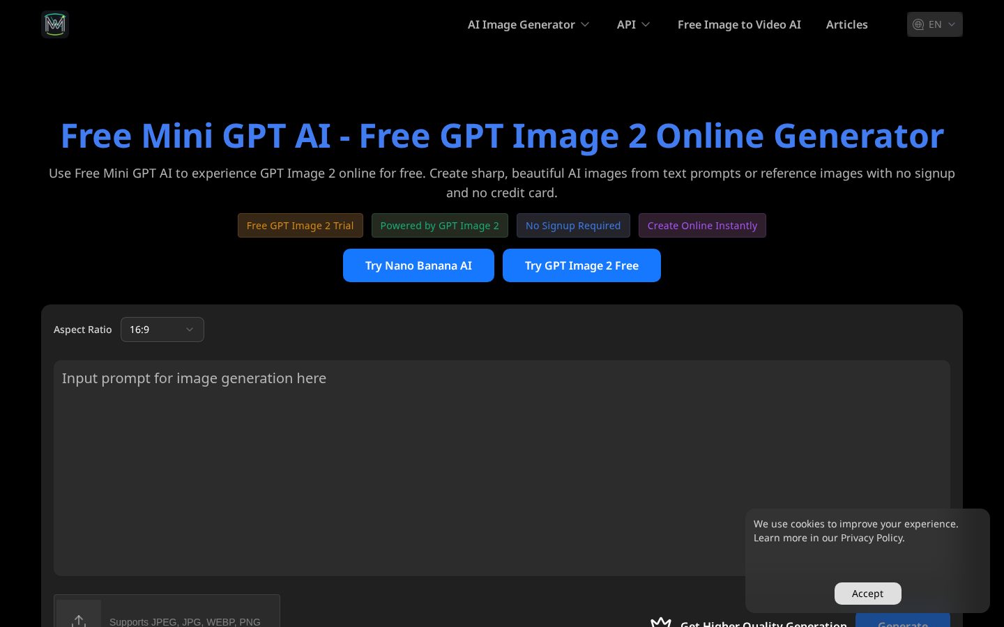 Free Mini GPT AI Homepage