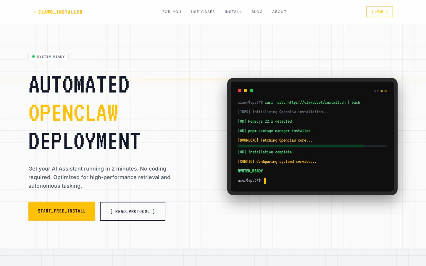 Free OpenClaw Installation Service Homepage