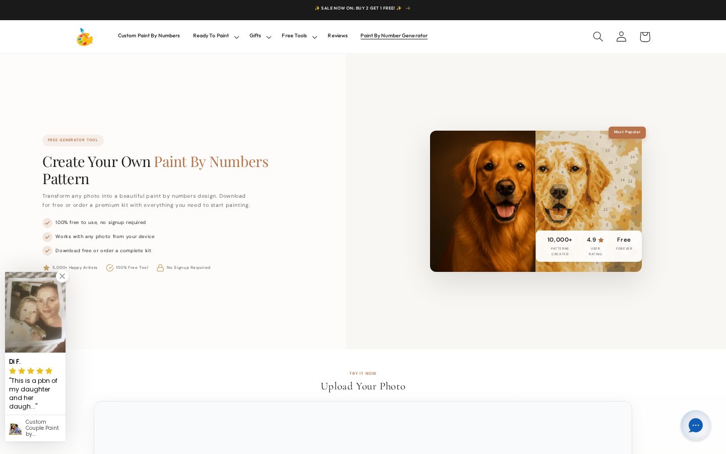 Free Paint By Number AI Generator Homepage