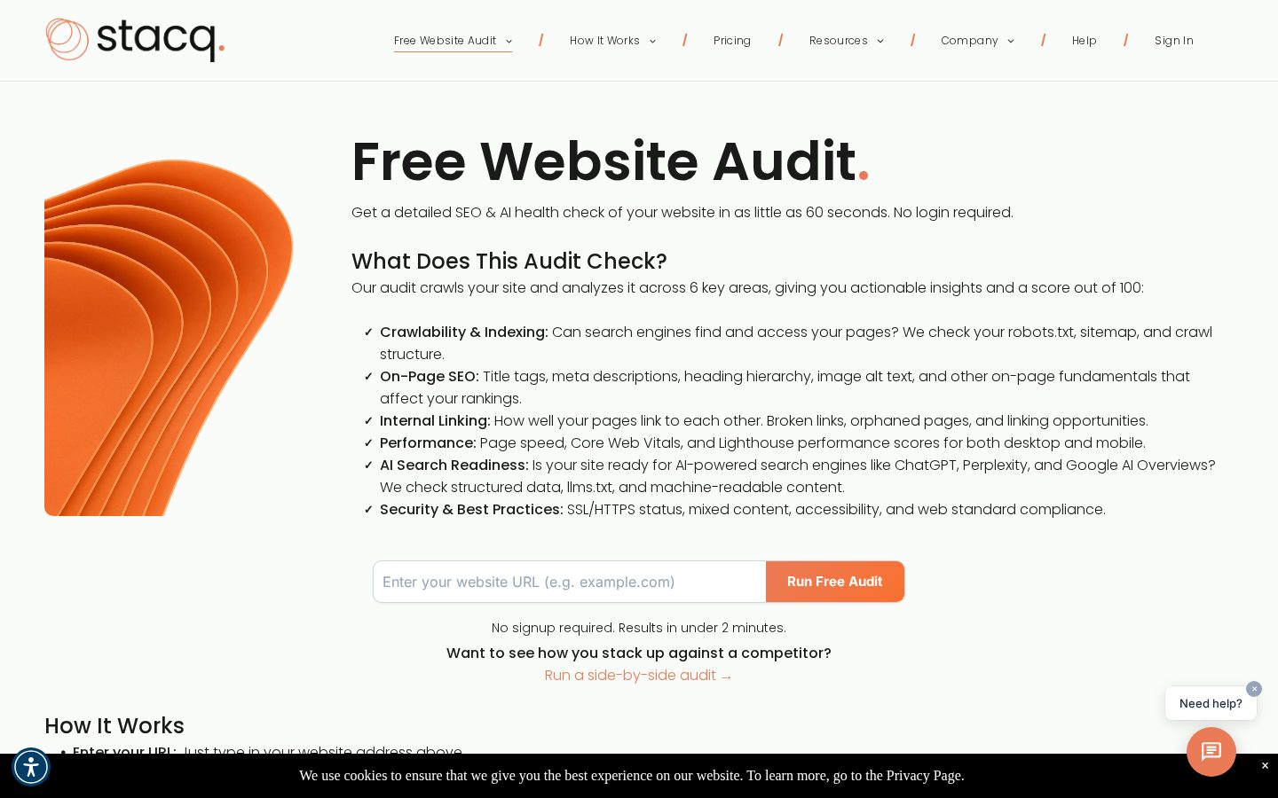 Free Site Health & Performance Audit Homepage