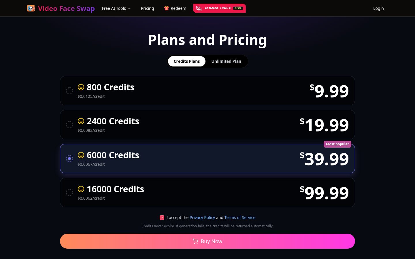 Free Videoswapface Pricing