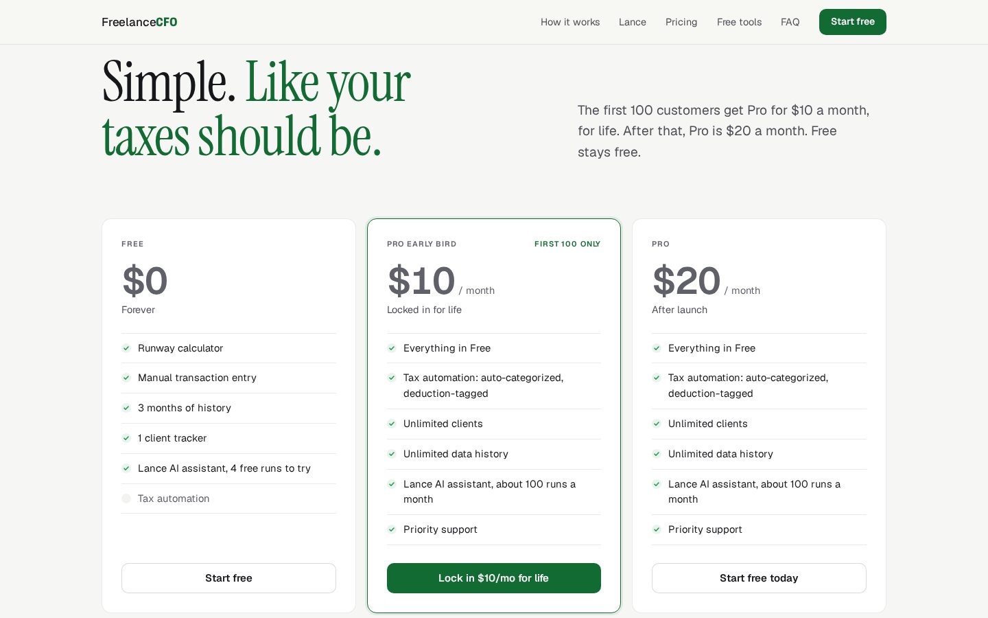 FreelanceCFO Pricing
