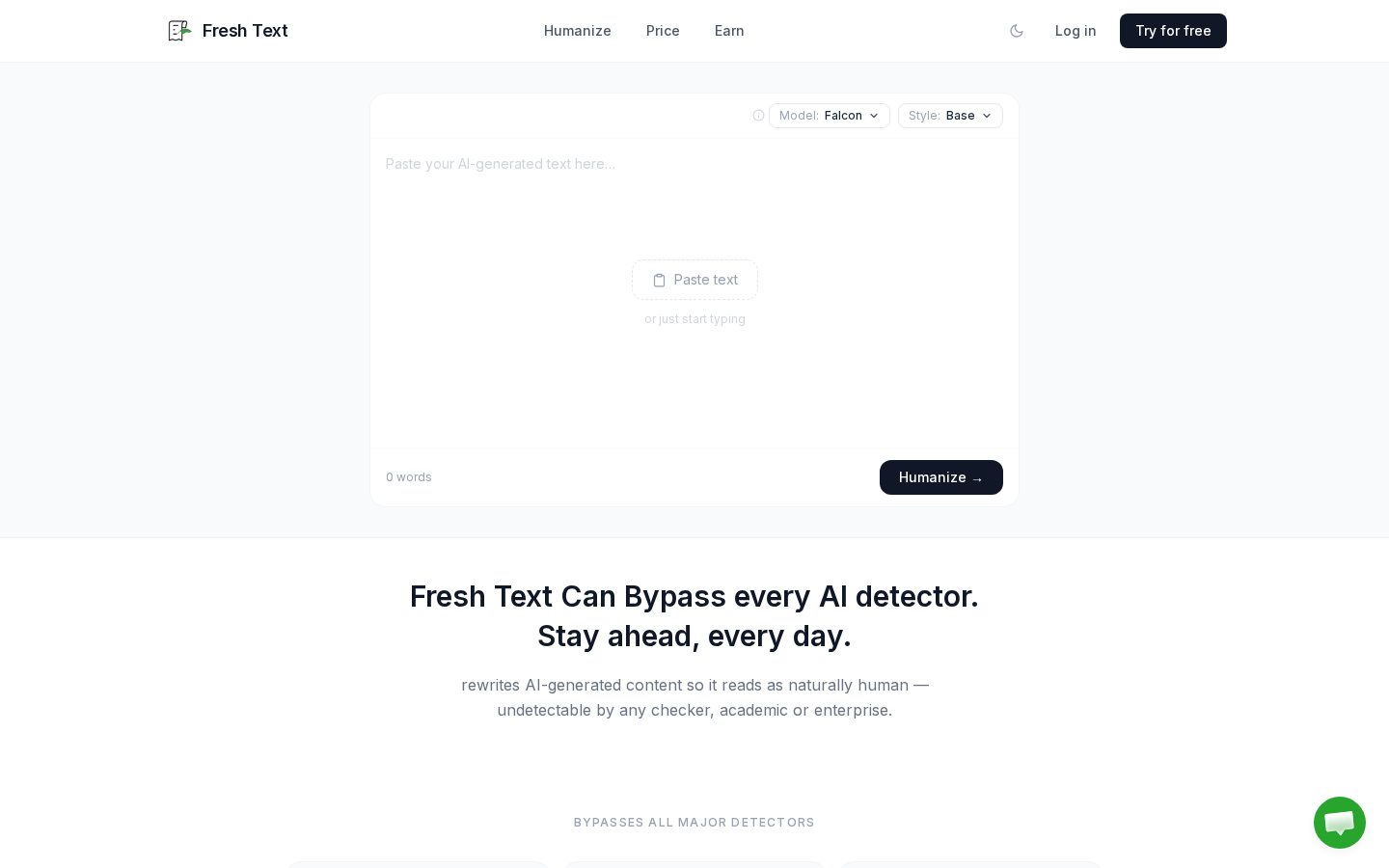 Fresh Text Homepage