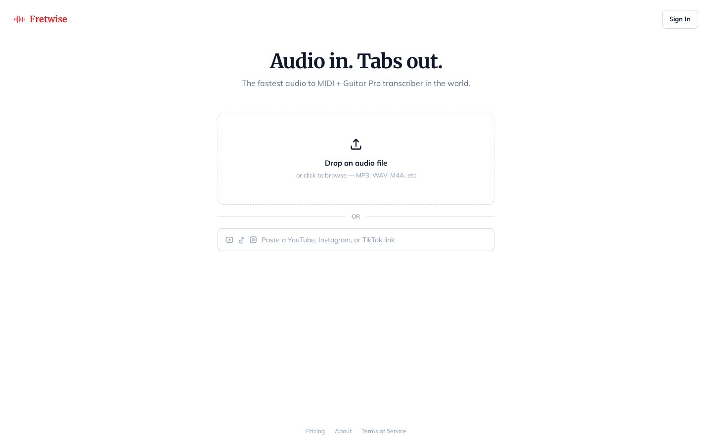 Fretwise AI Homepage