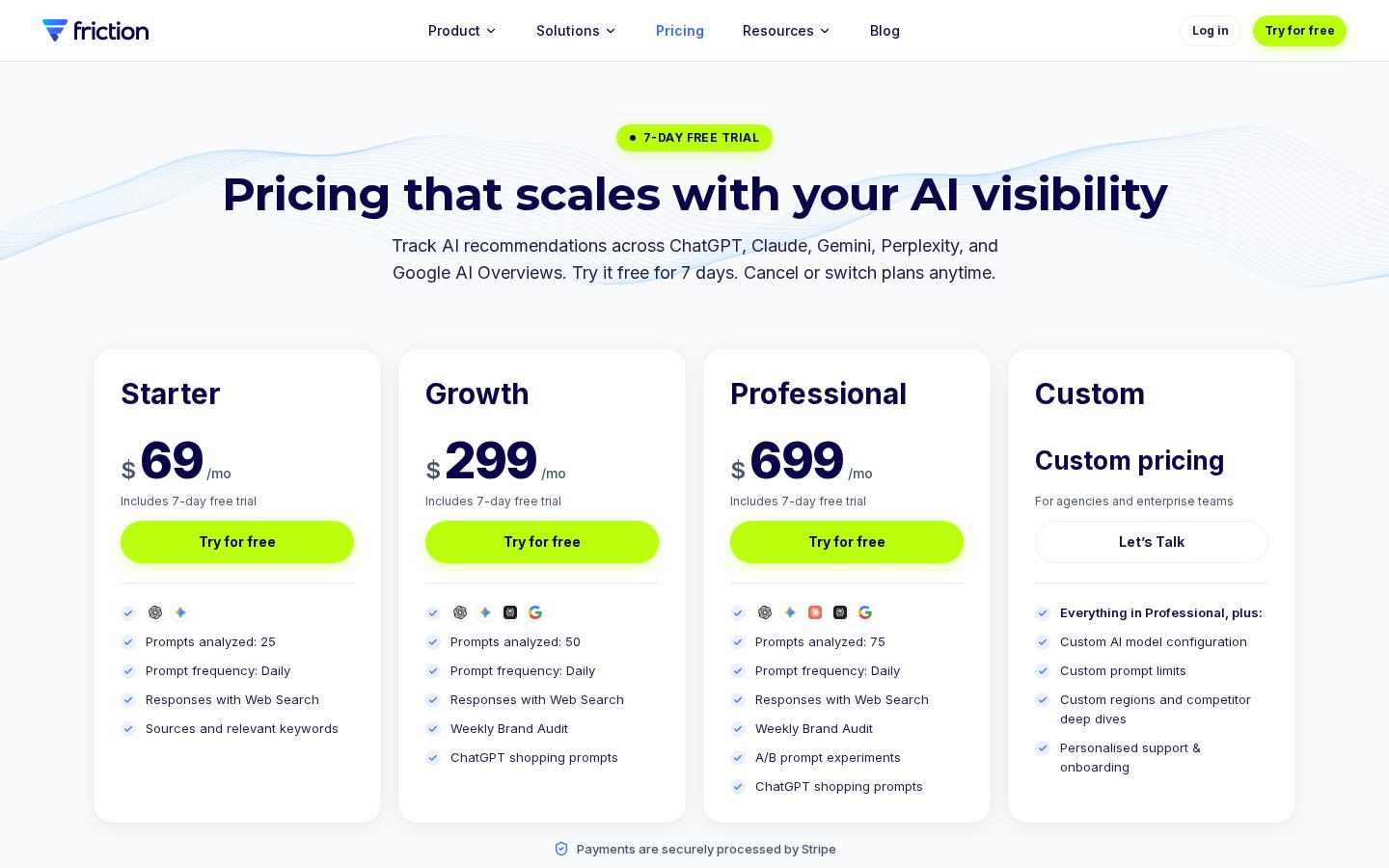 friction AI Pricing