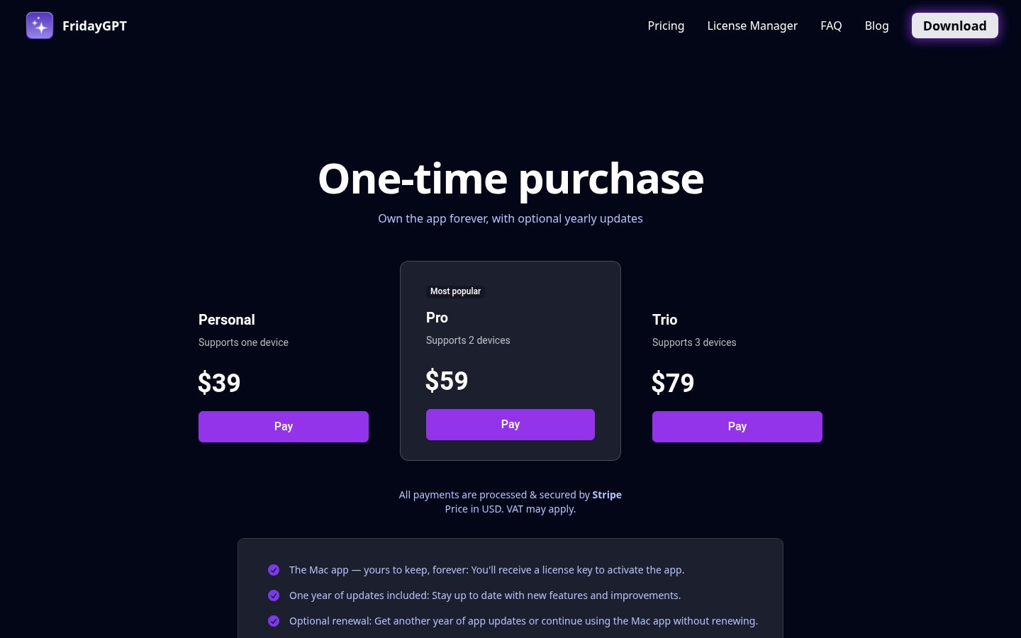 FridayGPT Pricing