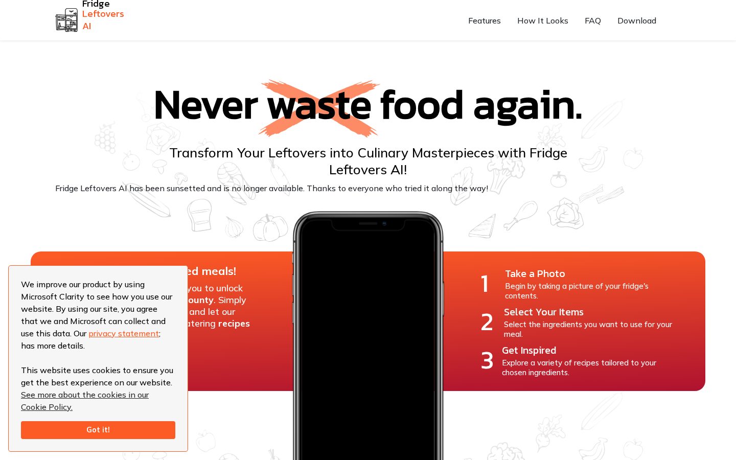 Fridge Leftovers AI Homepage