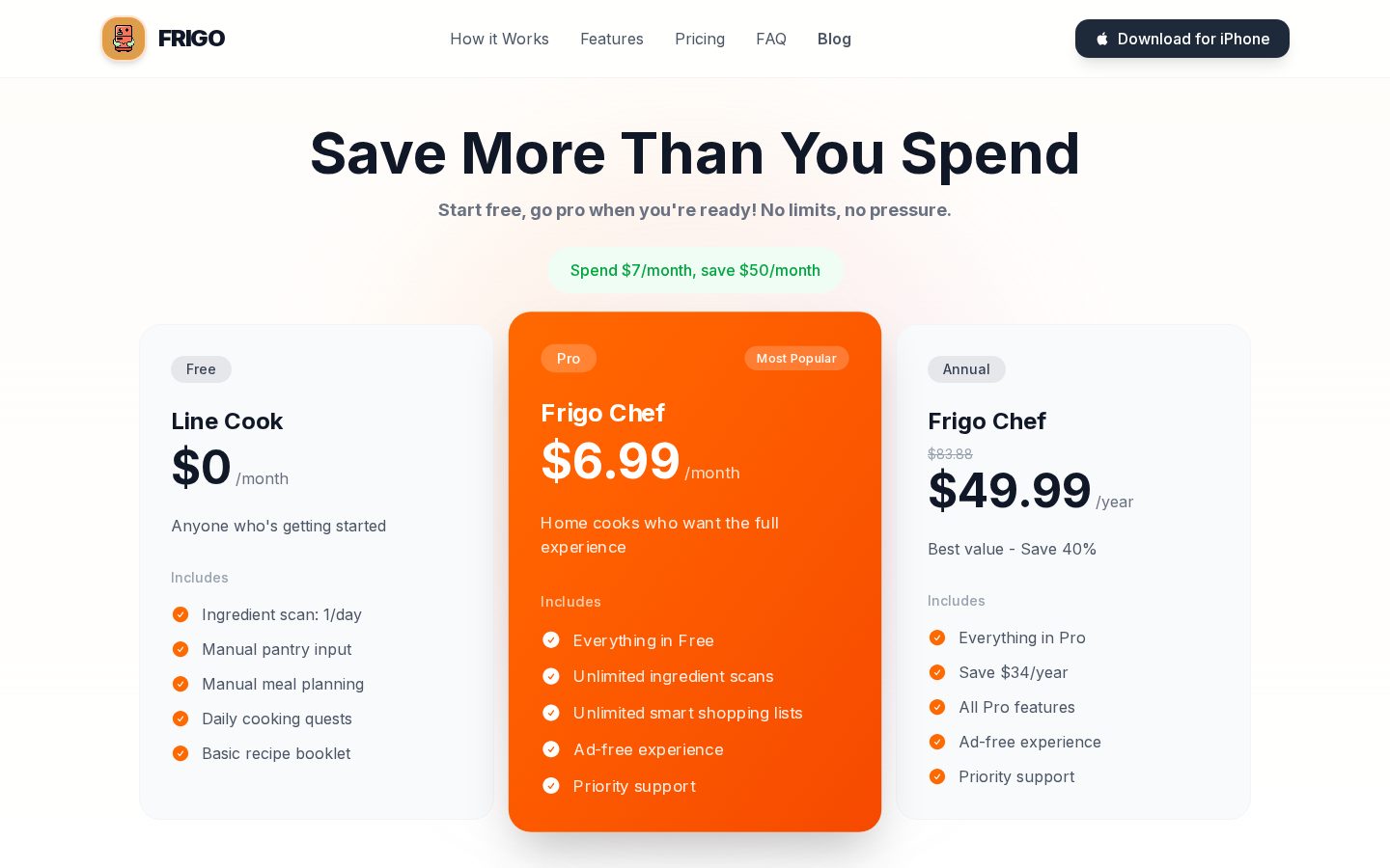 Frigo Pricing