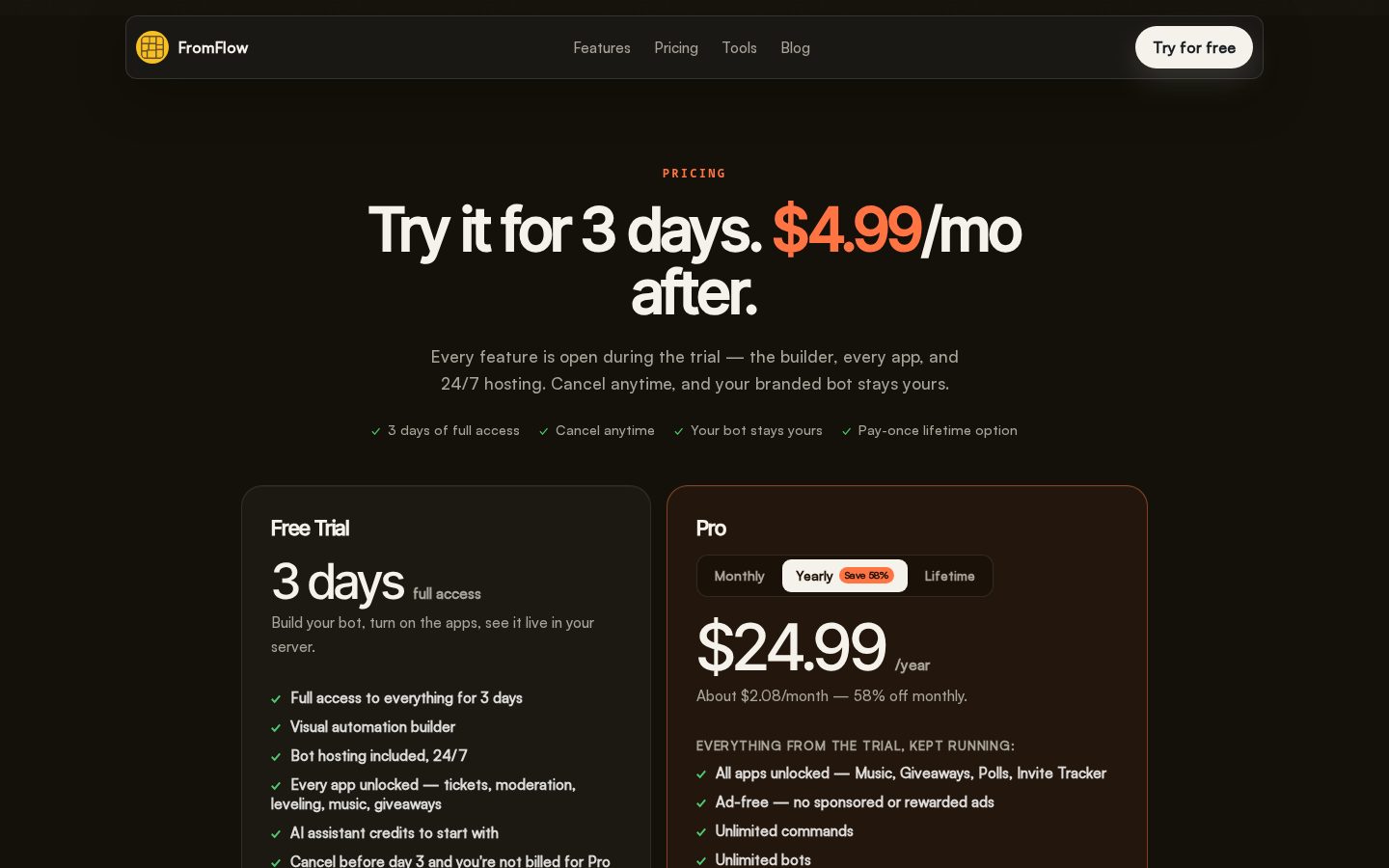 FromFlow Pricing