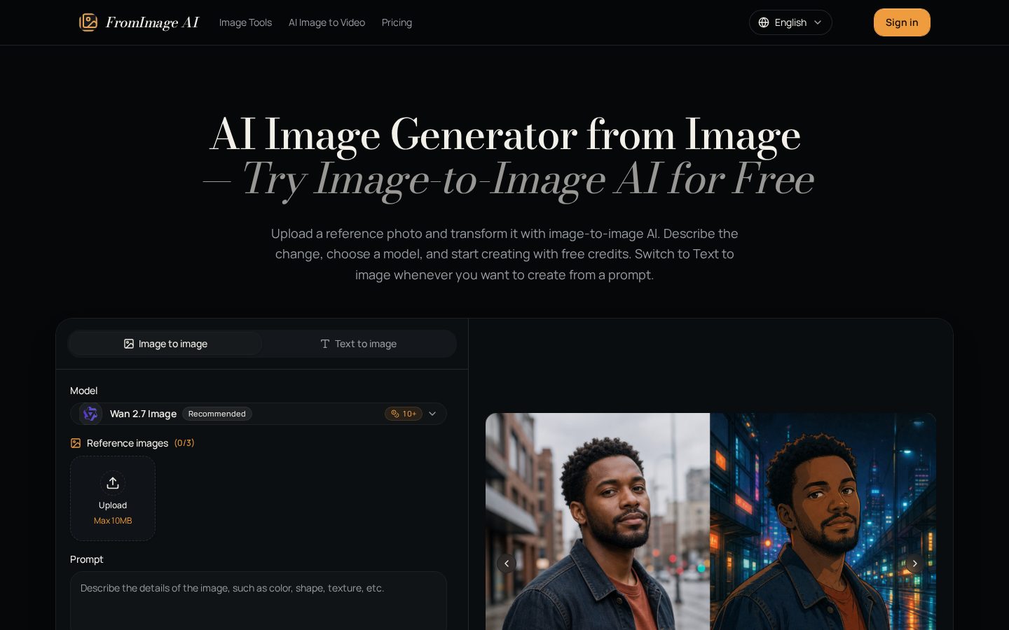 FromImage AI Homepage